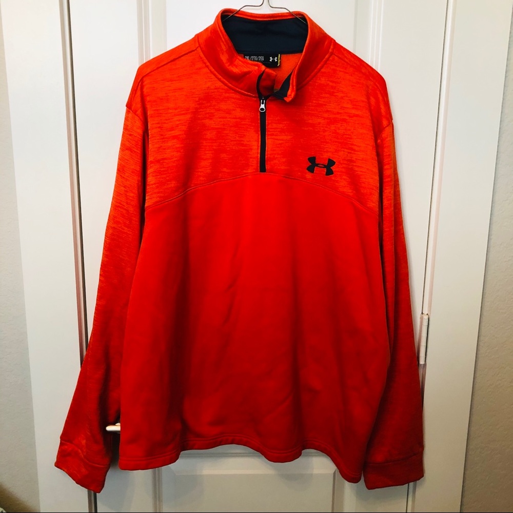 Men’s orange UA fleece 1/4 zip pullover